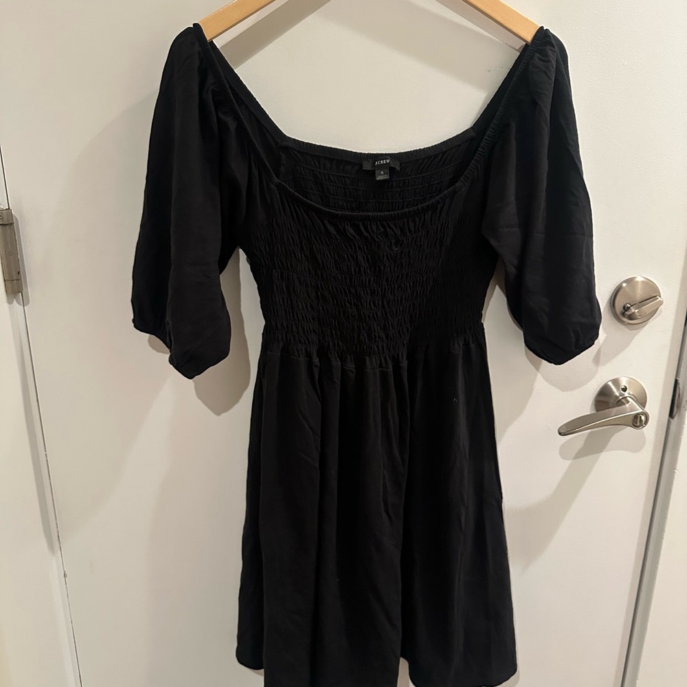 J.Crew Black Smocked Dress